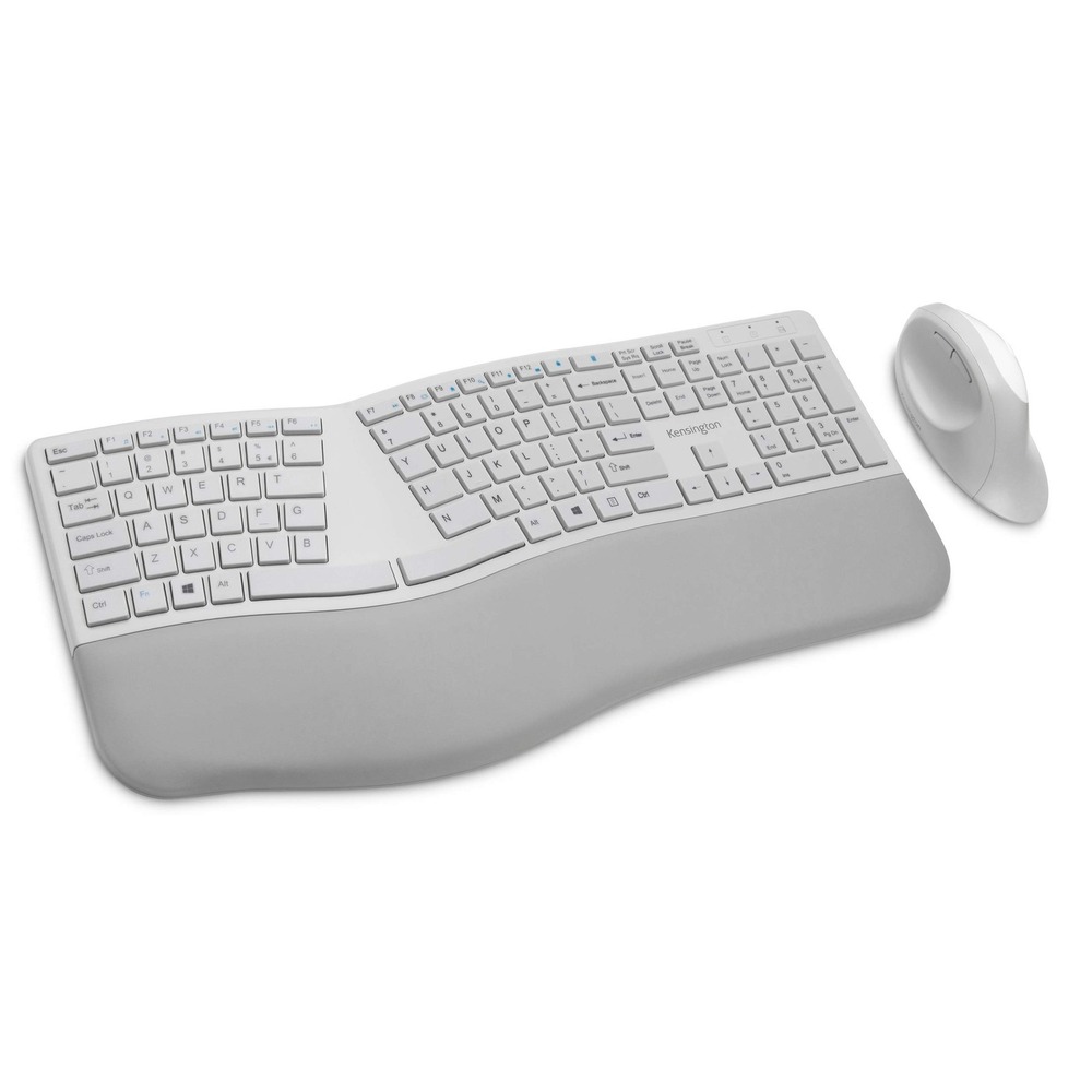Kensington Pro Fit Ergo Wireless Keyboard Mouse Combo Grey Split Wrist Support